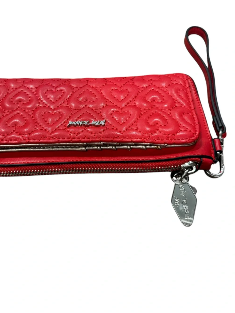 Betsey Johnson Red Quilted Heart Wristlet